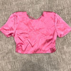 Zara Barbie pink satin, backless, crop top, brand new with tags